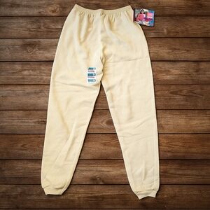 NWT 1996 Hanes Her Way Vintage Ivory Sweatpants Roomy Fit Made in USA Sz Large